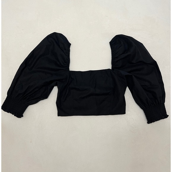 O.P.T. Tops - O.P.T. Black Puff Sleeve Smocked Crop Top Square Neck Size Medium